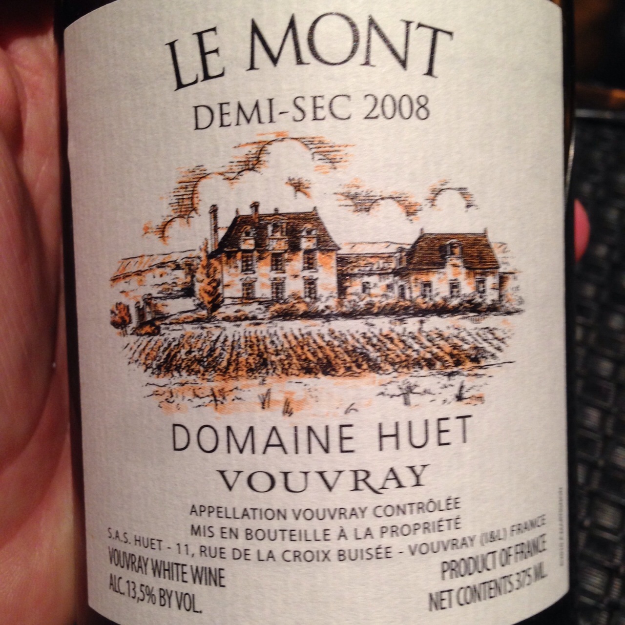 Domaine Huet Le Mont Demi Sec Vouvray Chenin Blanc 2008