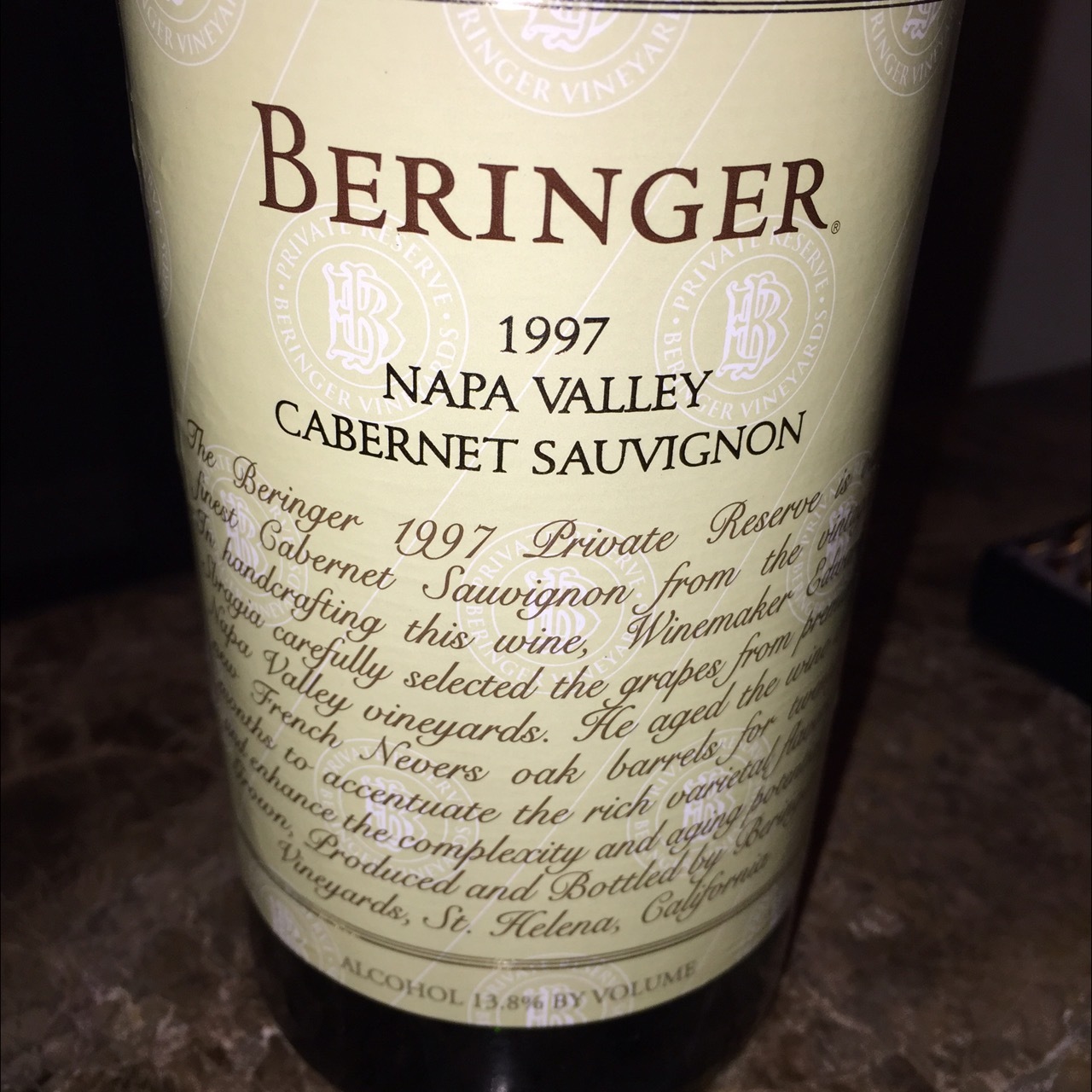 Beringer Vineyards Private Reserve Napa Valley Cabernet Sauvignon