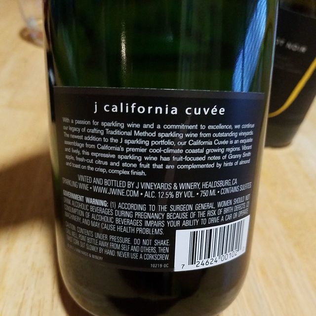 J Vineyards & Winery J California Cuvée Sparkling Blend NV ...