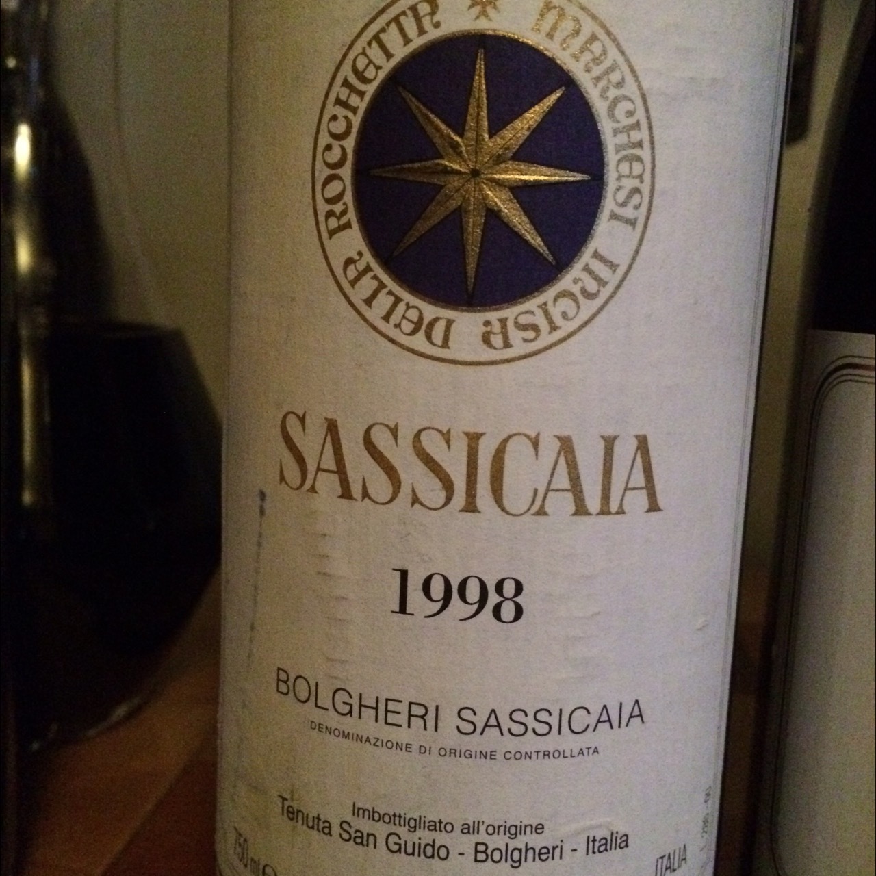 1998 Tenuta San Guido Bolgheri Sassicaia Cabernet Sauvignon Cabernet Franc