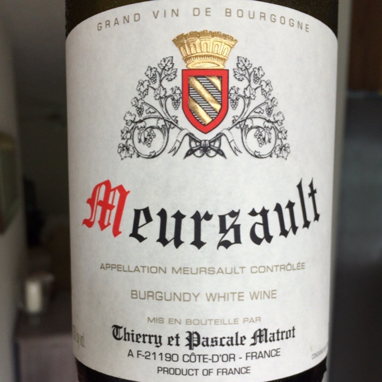 Thierry et Pascale Matrot Meursault Chardonnay
